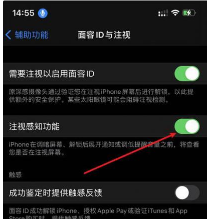 余杭苹果14维修网点分享iPhone14注视感知功能有什么用 