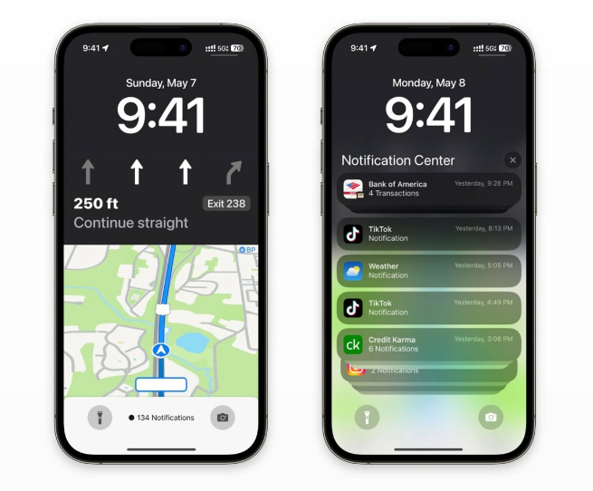 余杭苹果维修服务分享iOS17锁屏地图导航半屏显示长什么样 